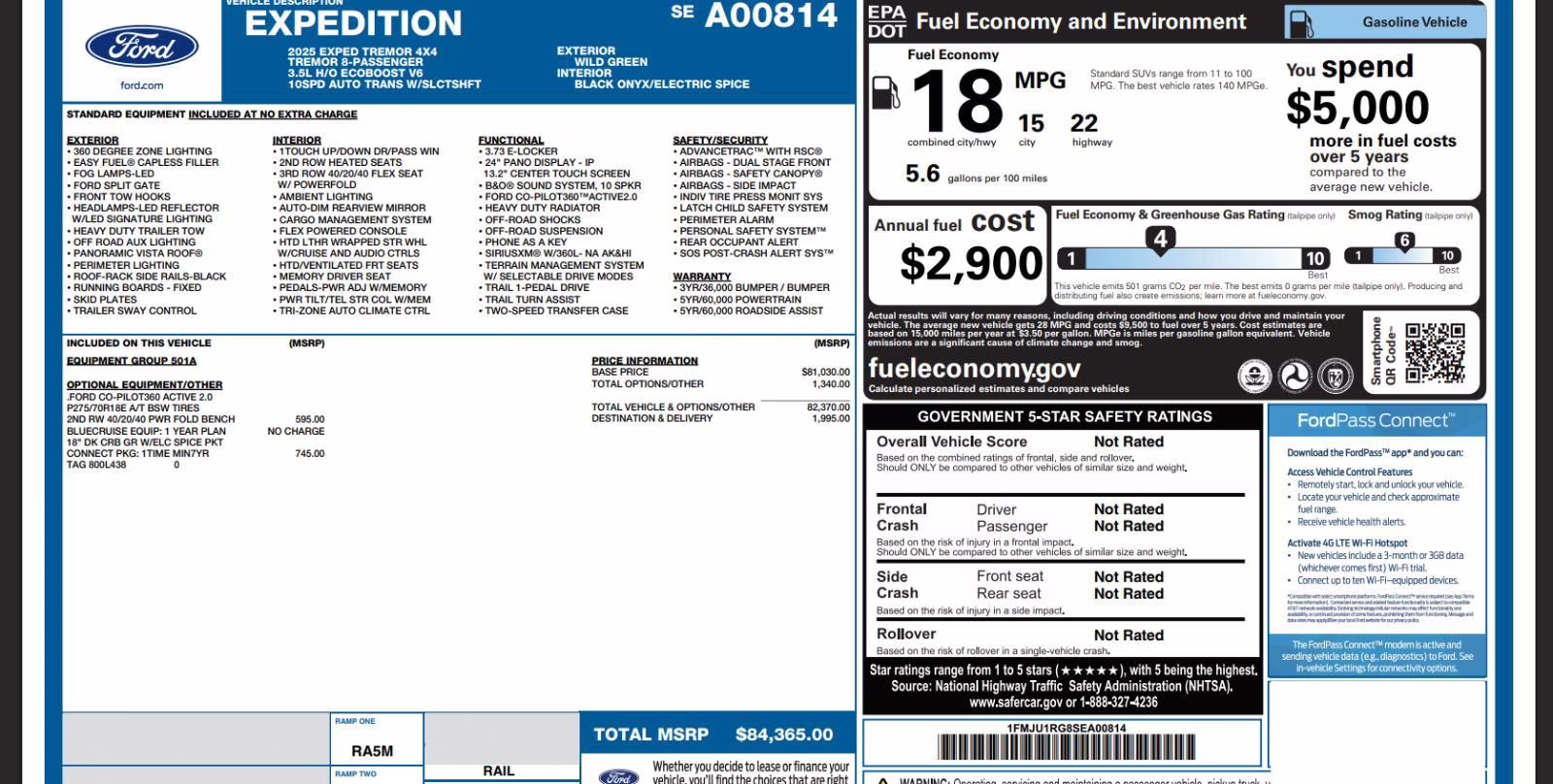 2025 Wild Green Ford Expedition Tremor 4X4 SUV