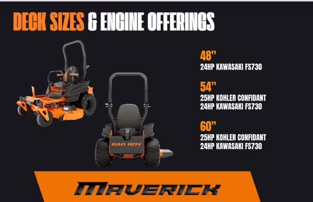 2026 Orange Bad Boy Maverick 48 Kawasaki V22HP