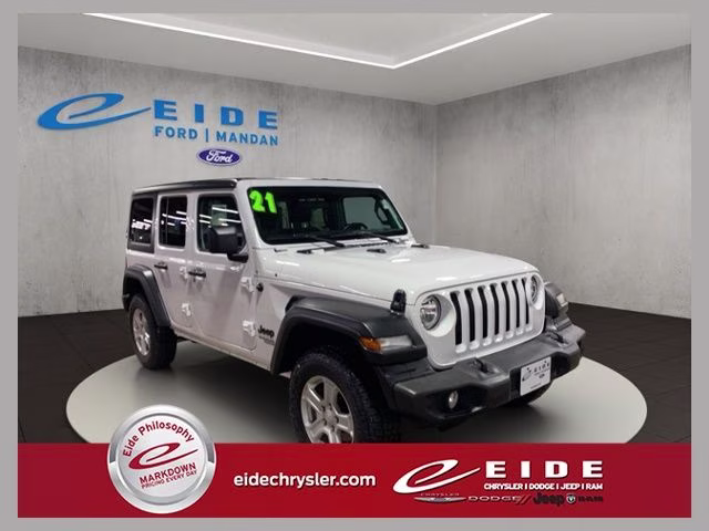 2021 Bright White Clearcoat Jeep Wrangler Unlimited Sport S 4X4 SUV