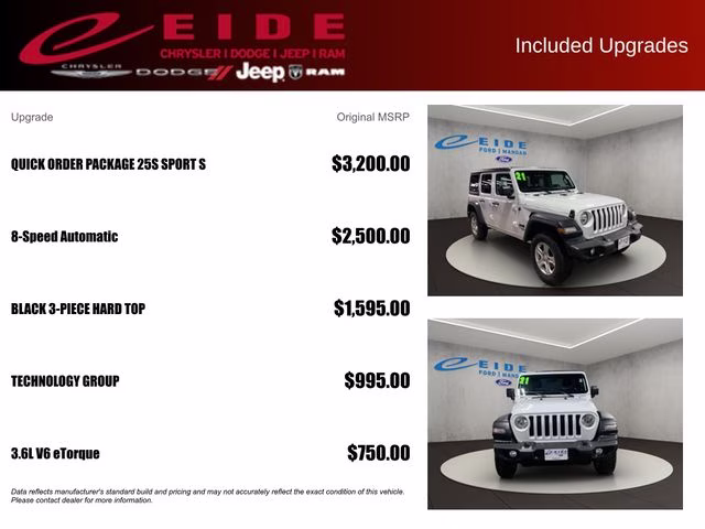 2021 Bright White Clearcoat Jeep Wrangler Unlimited Sport S 4X4 SUV