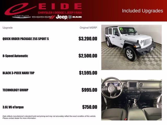 2021 Bright White Clearcoat Jeep Wrangler Unlimited Sport S 4X4 SUV