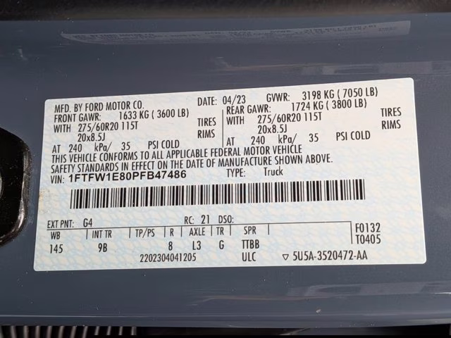 2023 Azure Gray Metallic Tri-Coat Ford F-150 Platinum 4X4 Truck