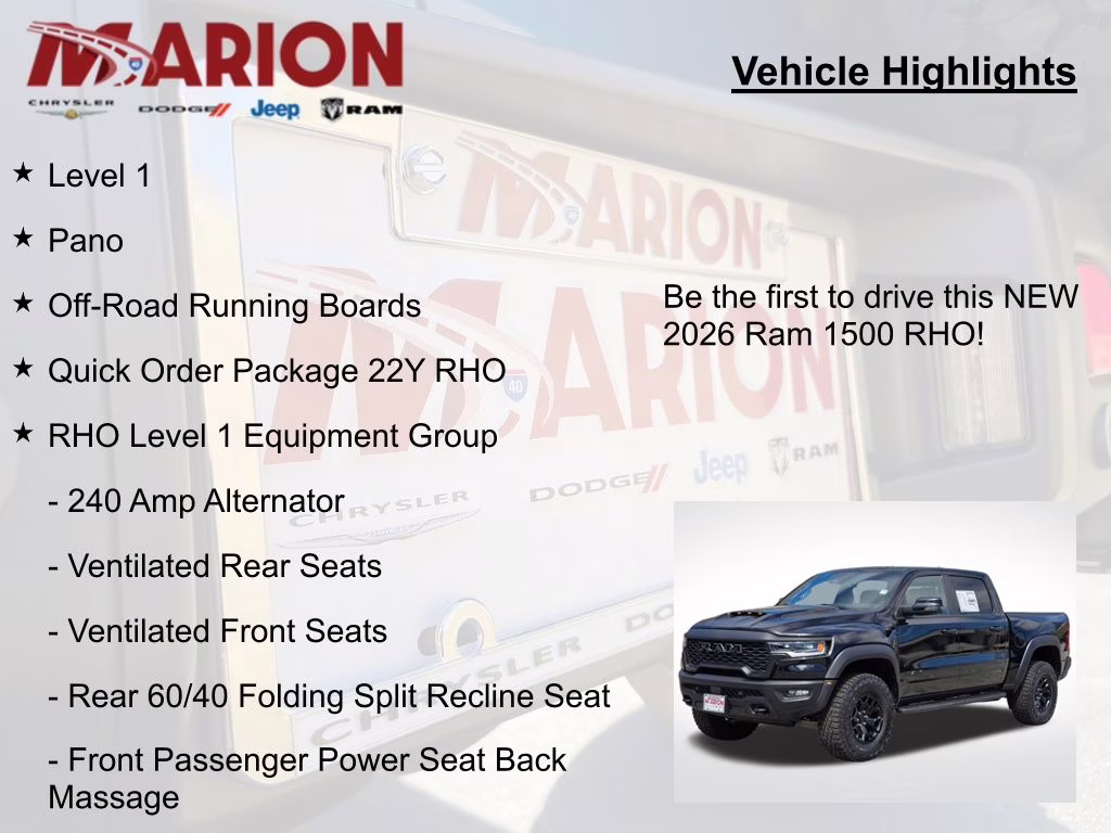 2026 Diamond Black Crystal Pearlcoat Ram 1500 RHO 4X4 Truck
