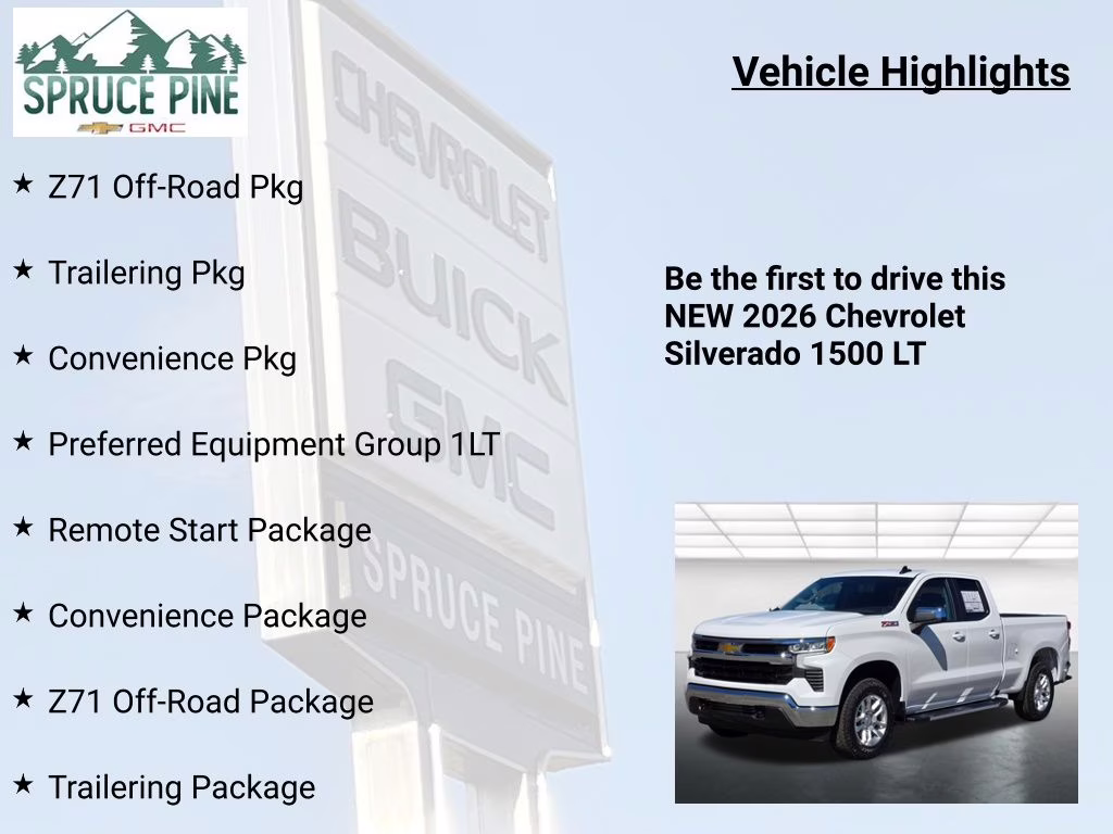 2026 Summit White Chevrolet Silverado 1500 LT 4X4 Truck