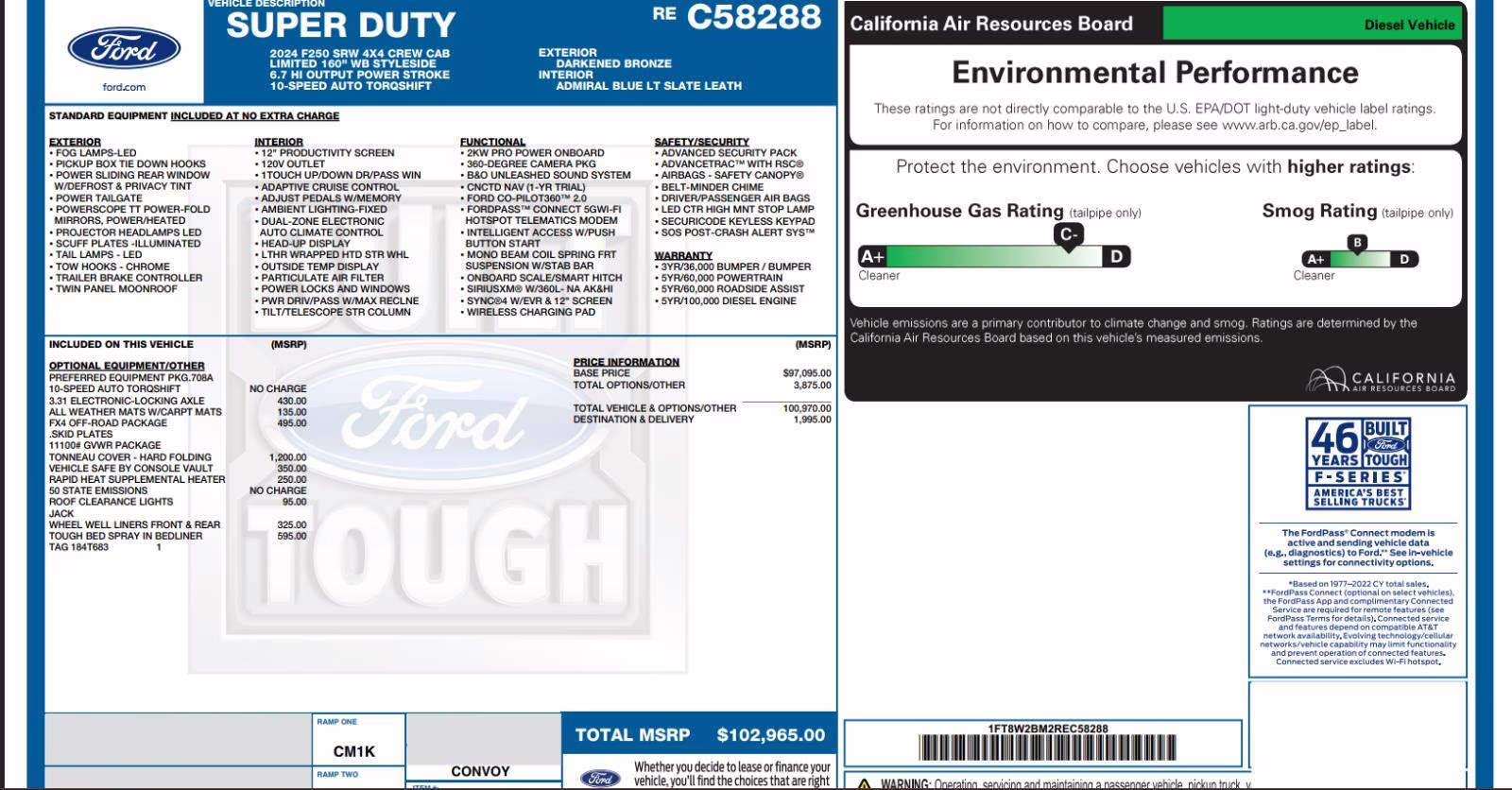 2024 Darkened Bronze Ford Super Duty F-250 SRW Limited 4X4 Truck