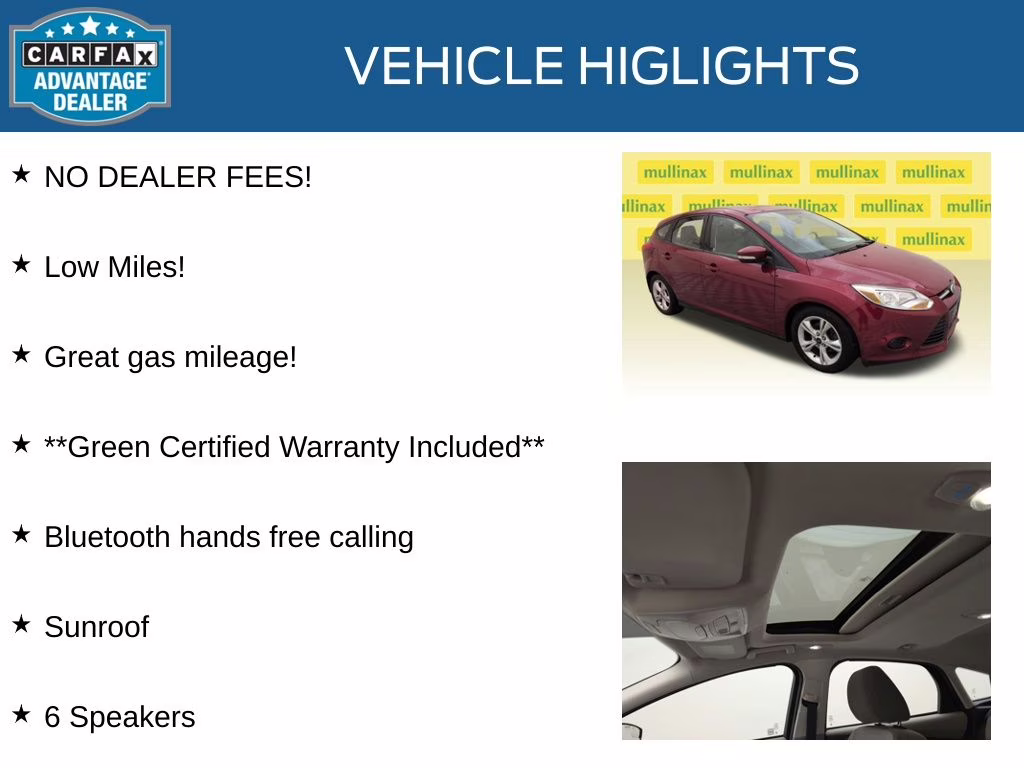 2014 Ruby Red Tinted Clearcoat Ford Focus SE FWD Hatchback