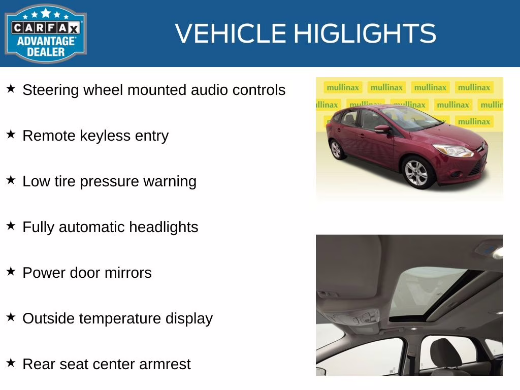 2014 Ruby Red Tinted Clearcoat Ford Focus SE FWD Hatchback