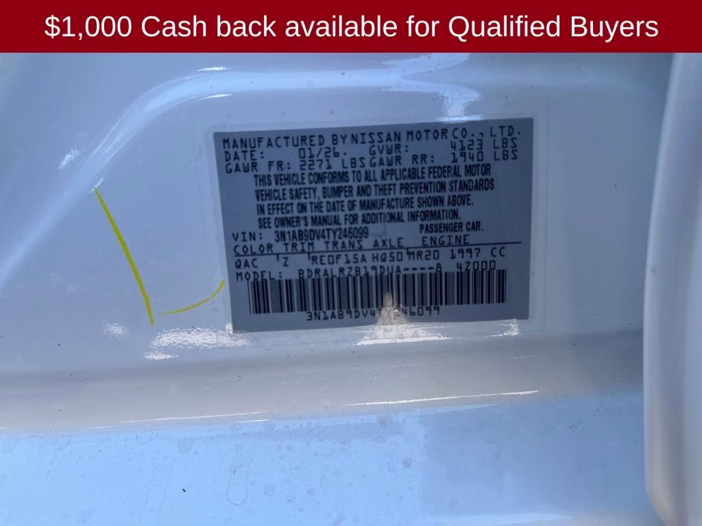 2026 Aspen White Tricoat Nissan Sentra SR FWD Sedan