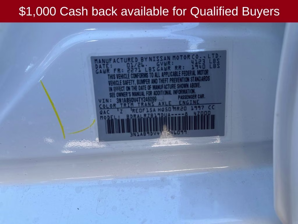 2026 Aspen White Tricoat Nissan Sentra SR FWD Sedan