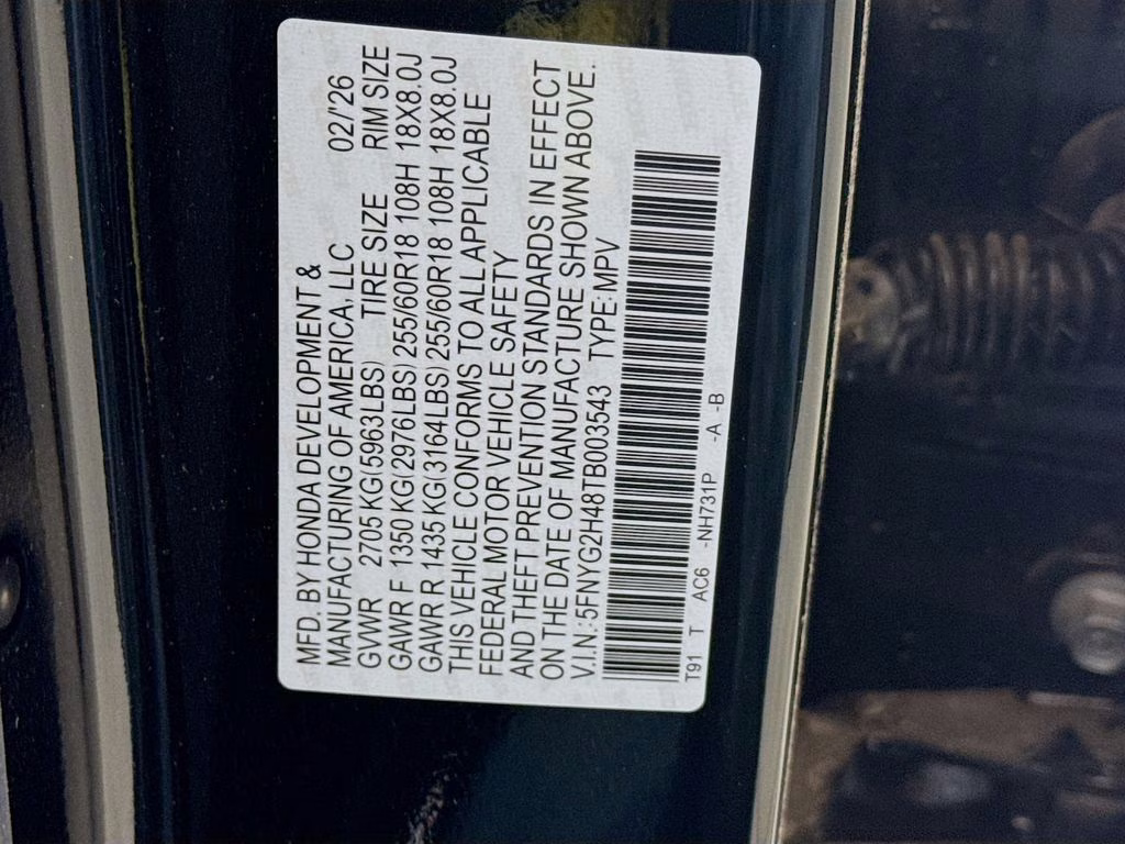 2026 Crystal Black Pearl Honda Pilot EX-L FWD SUV