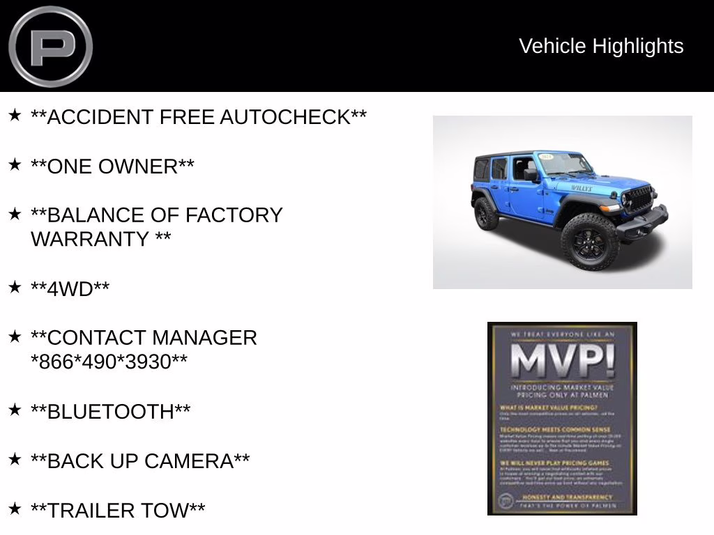 2024 Hydro Blue Pearl Coat Jeep Wrangler Willys 4X4 SUV