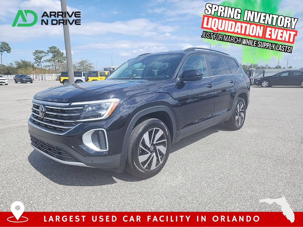 2025 Black Volkswagen Atlas 2.0T SE w/Technology FWD SUV