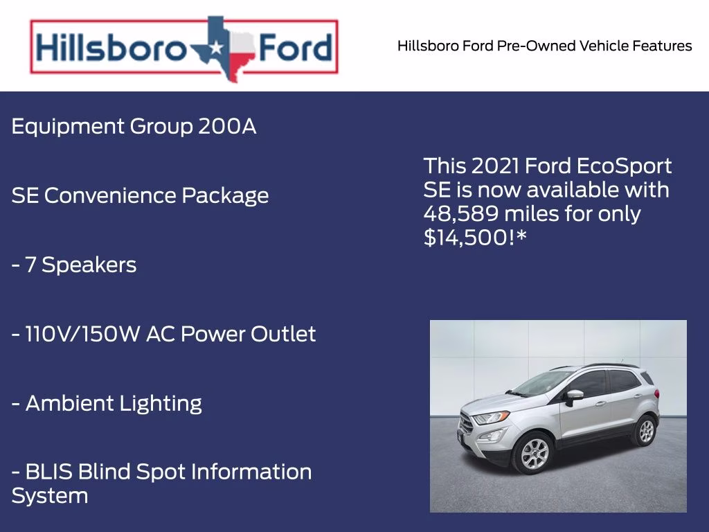 2021 Moondust Silver Metallic Ford EcoSport SE FWD SUV