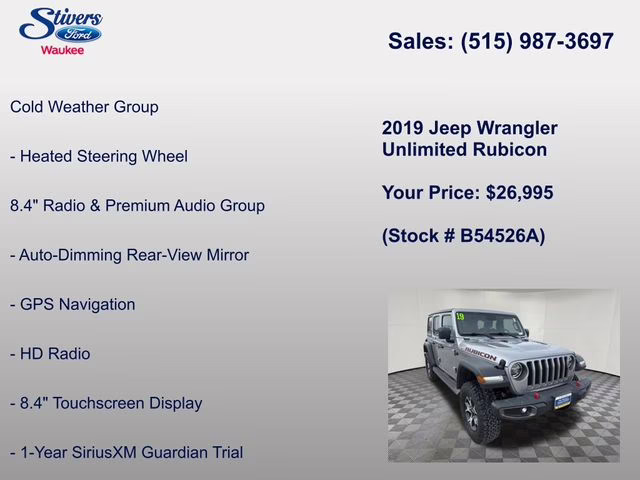 2019 Billet Silver Metallic Clearcoat Jeep Wrangler Unlimited Rubicon 4X4 SUV
