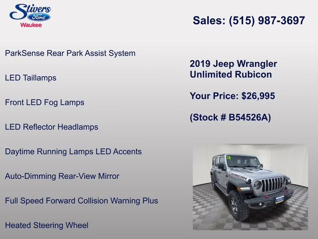 2019 Billet Silver Metallic Clearcoat Jeep Wrangler Unlimited Rubicon 4X4 SUV