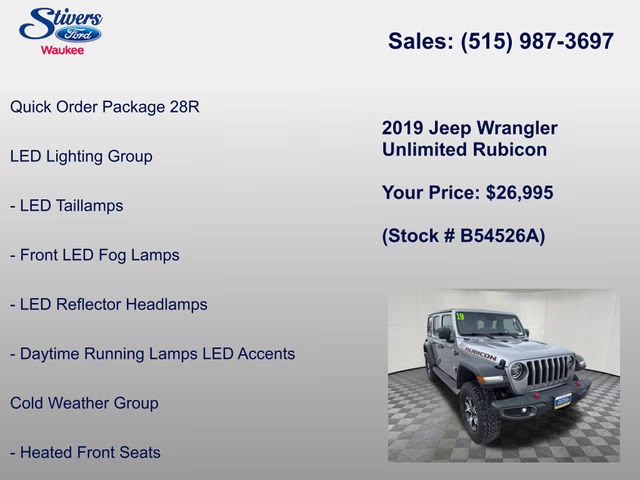 2019 Billet Silver Metallic Clearcoat Jeep Wrangler Unlimited Rubicon 4X4 SUV