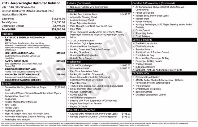 2019 Billet Silver Metallic Clearcoat Jeep Wrangler Unlimited Rubicon 4X4 SUV