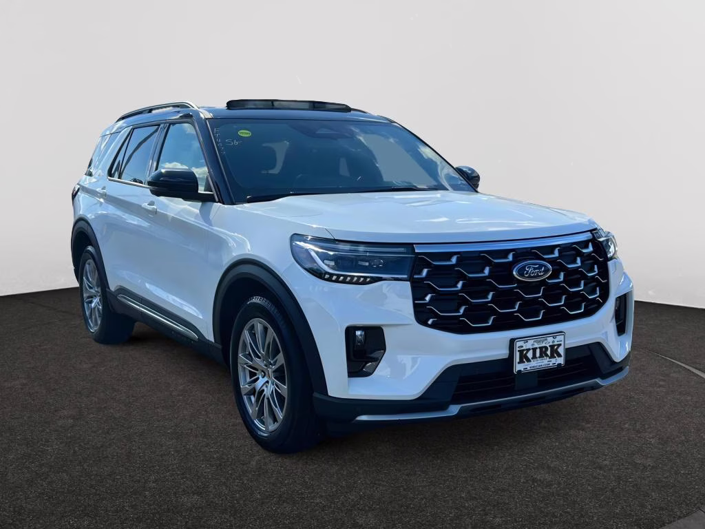 2025 Star White Metallic Tri-Coat Ford Explorer Platinum RWD SUV