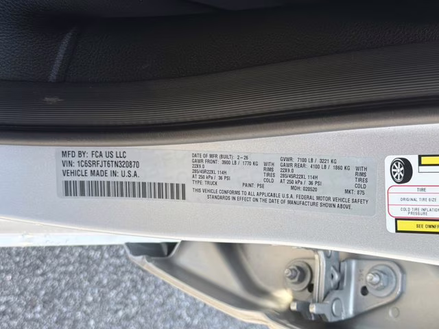 2026 Silver Zynith Ram 1500 Laramie 4X4 Truck