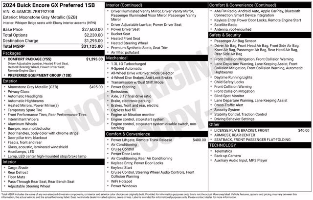2024 Moonstone Gray Metallic Buick Encore GX Preferred AWD SUV