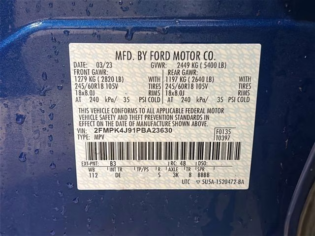 2023 Atlas Blue Metallic Ford Edge SEL AWD SUV