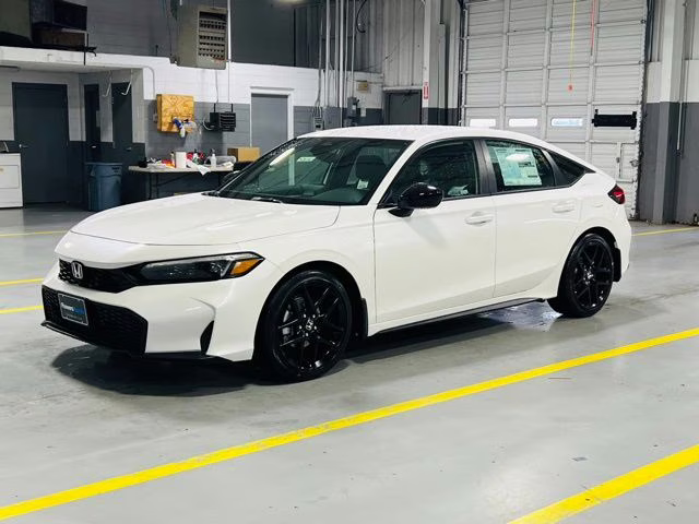 2026 Platinum White Pearl Honda Civic Sport FWD Hatchback