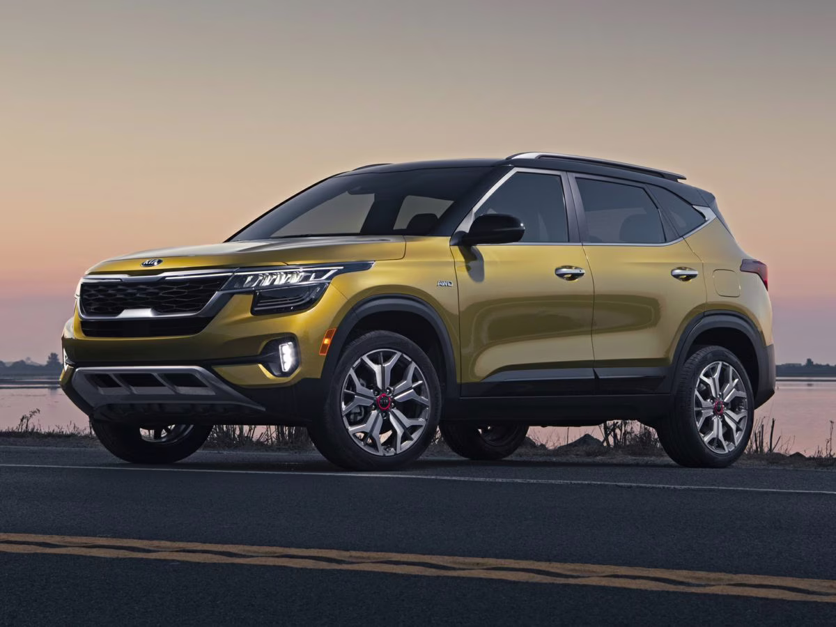 2021 Starbright Yellow/Black Roof Kia Seltos SX AWD SUV