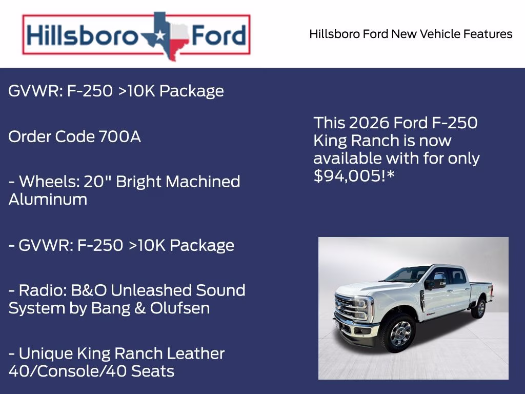 2026 Star White Metallic Tri-Coat Ford Super Duty F-250 SRW King Ranch 4X4 Truck