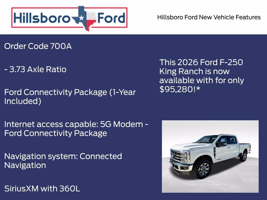 2026 Star White Metallic Tri-Coat Ford Super Duty F-250 SRW King Ranch 4X4 Truck