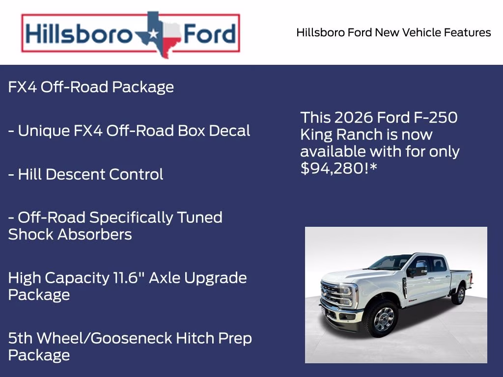 2026 Star White Metallic Tri-Coat Ford Super Duty F-250 SRW King Ranch 4X4 Truck