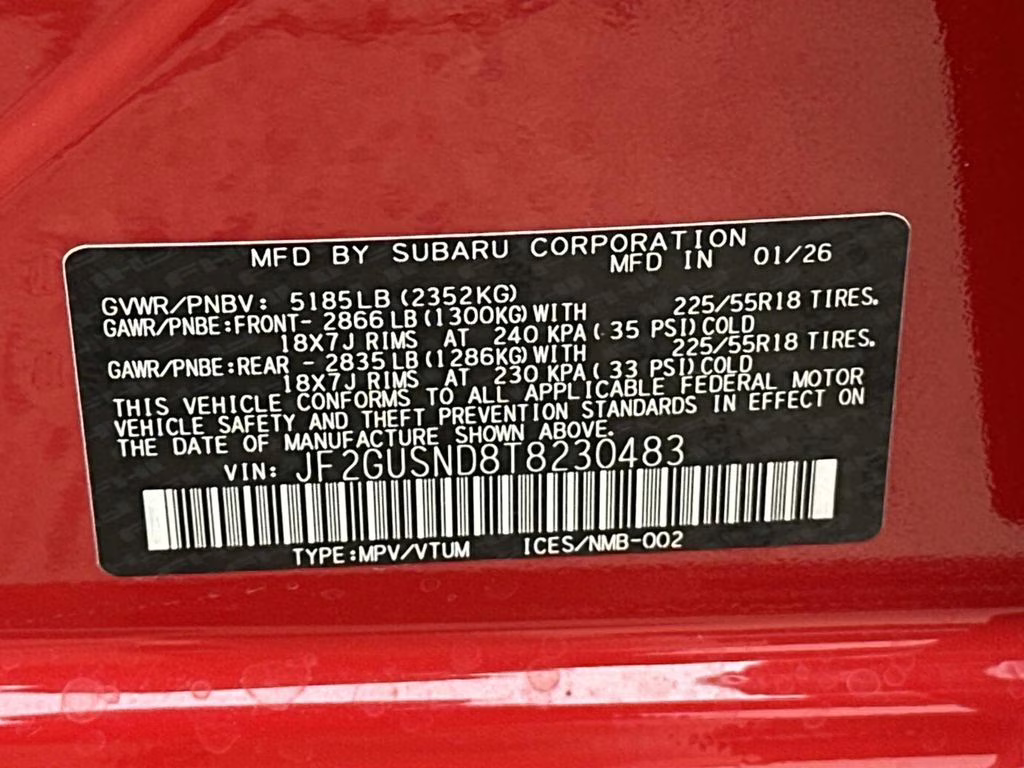 2026 Pure Red Subaru Crosstrek Hybrid Limited AWD SUV