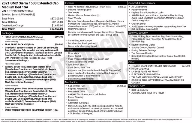 2021 Summit White GMC Sierra 1500 Base 4X4 Truck