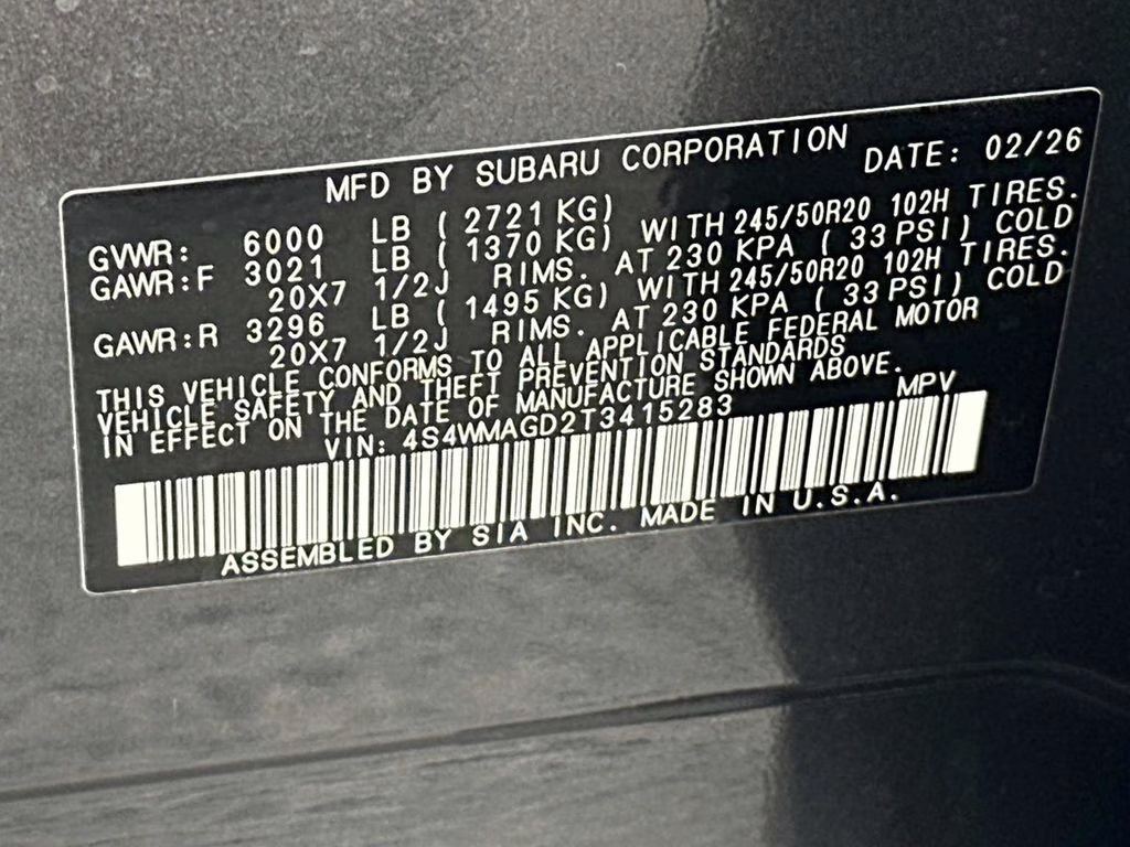 2026 Magnetite Gray Metallic Subaru Ascent Limited AWD SUV