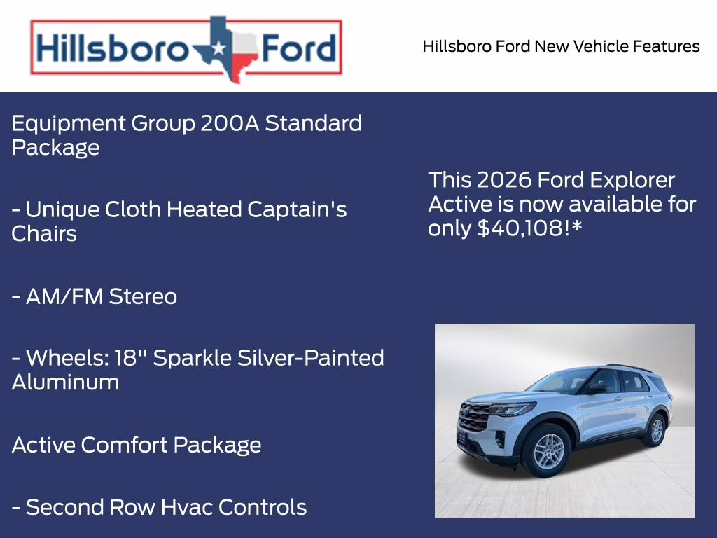 2026 Space White Metallic Ford Explorer Active RWD SUV