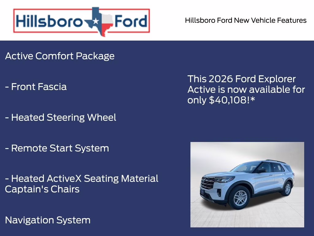 2026 Space White Metallic Ford Explorer Active RWD SUV