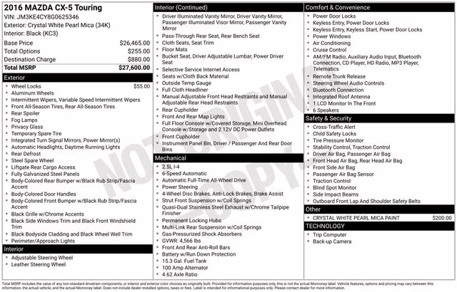 2016 Crystal White Pearl Mica Mazda CX-5 Touring AWD SUV