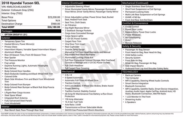 2018 Coliseum Gray Hyundai Tucson SEL AWD SUV