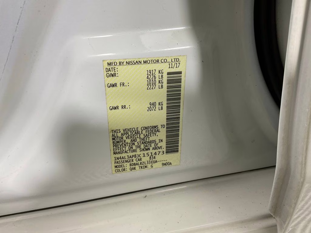 2018 Glacier White Nissan Altima 2.5 SL FWD Sedan