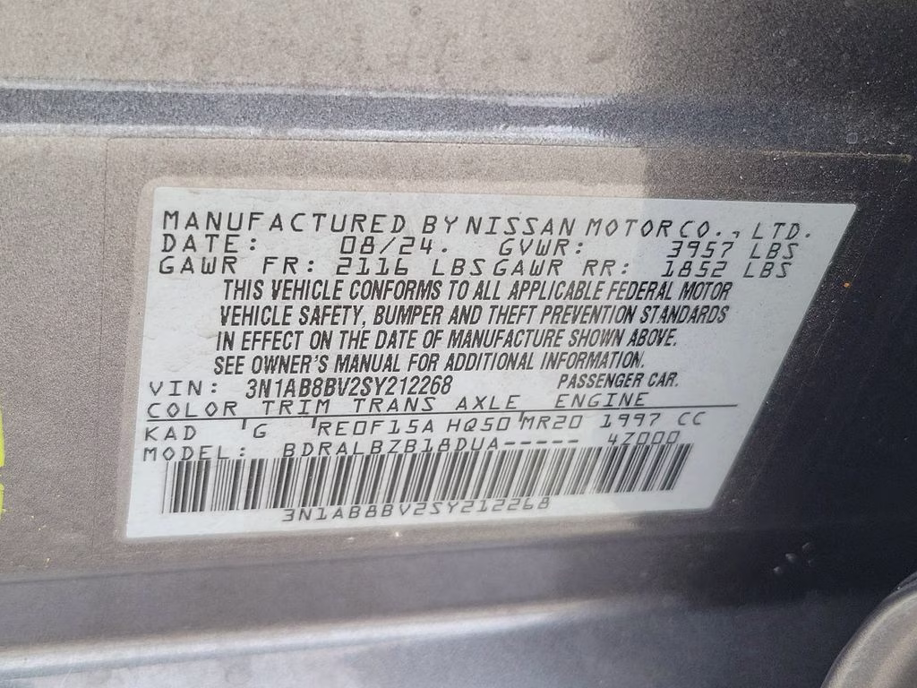 2025 Gun Metallic Nissan Sentra S FWD Sedan