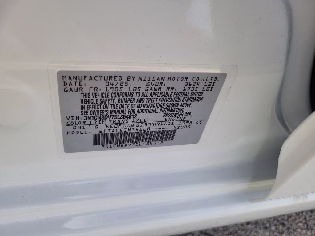 2025 Fresh Powder Nissan Versa 1.6 S FWD Sedan