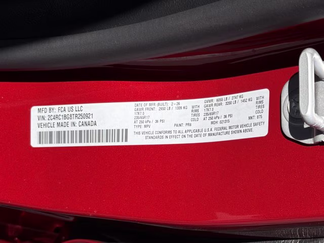 2026 Red Hot Pearlcoat Chrysler Pacifica Select FWD Van