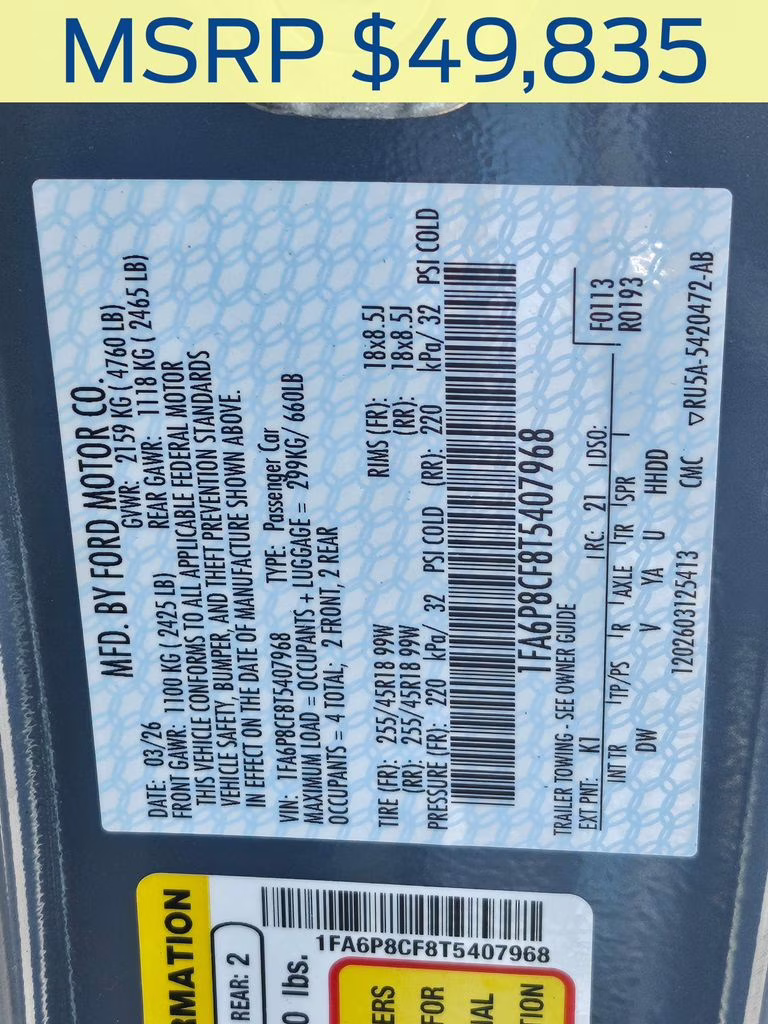 2026 Vapor Blue Metallic Ford Mustang GT RWD Coupe