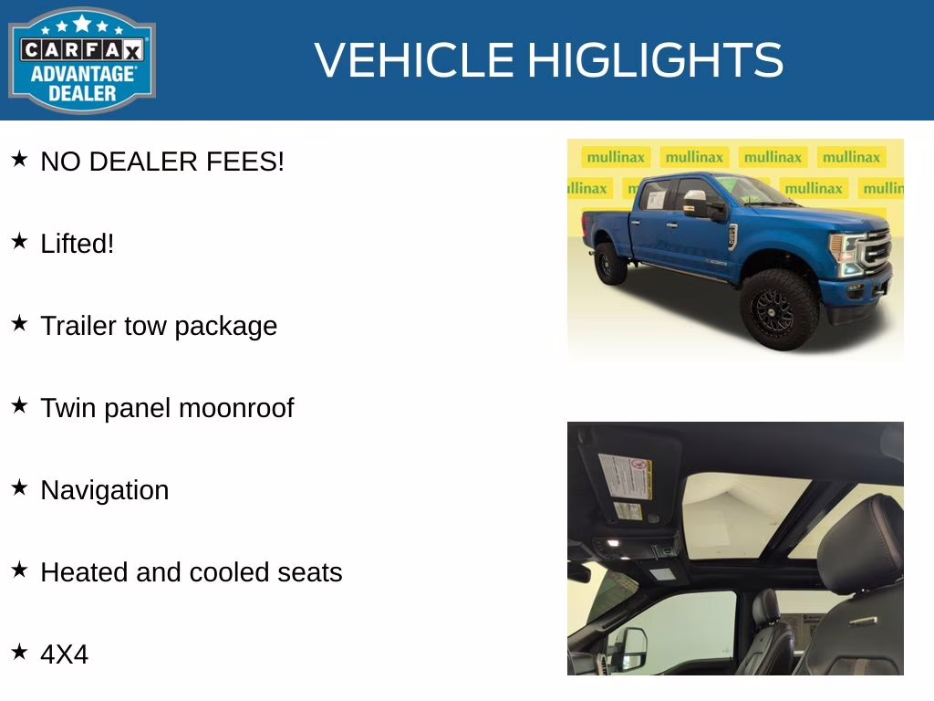 2021 Blue Metallic Ford Super Duty F-250 SRW Platinum 4X4 Truck