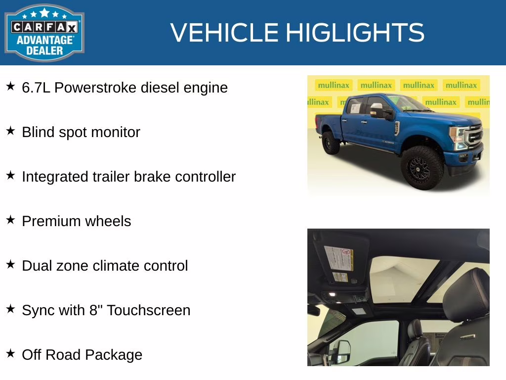 2021 Blue Metallic Ford Super Duty F-250 SRW Platinum 4X4 Truck