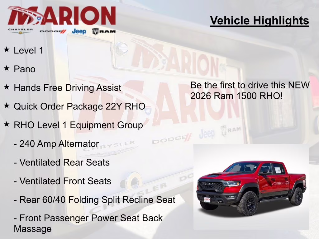 2026 Molten Red Pearlcoat Ram 1500 RHO 4X4 Truck