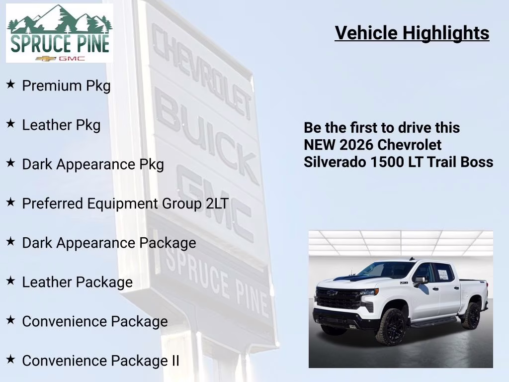 2026 Summit White Chevrolet Silverado 1500 LT Trail Boss 4X4 Truck