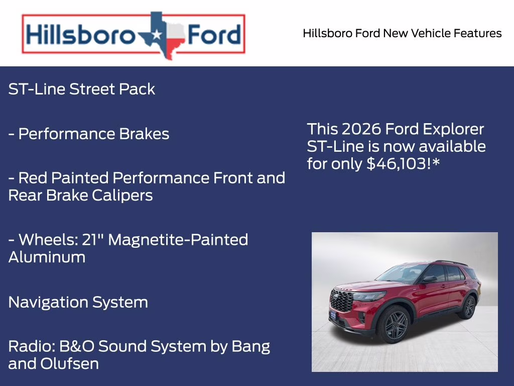 2026 Rapid Red Metallic Tinted Clearcoat Ford Explorer ST-Line RWD SUV