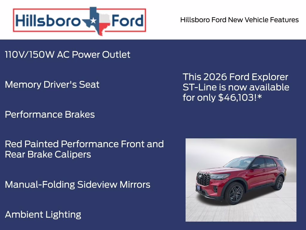 2026 Rapid Red Metallic Tinted Clearcoat Ford Explorer ST-Line RWD SUV