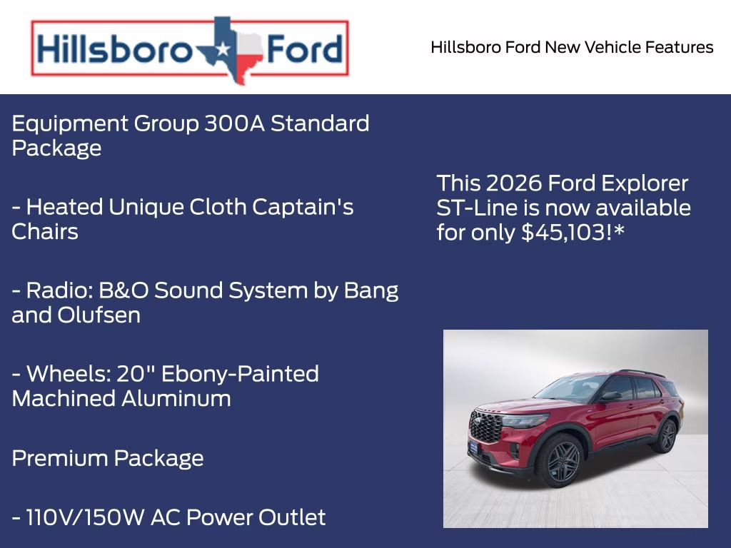 2026 Rapid Red Metallic Tinted Clearcoat Ford Explorer ST-Line RWD SUV