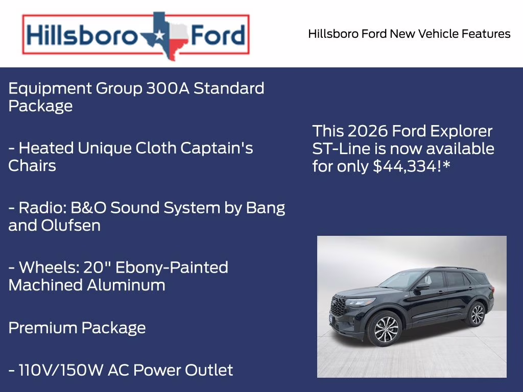 2026 Agate Black Metallic Ford Explorer ST-Line RWD SUV